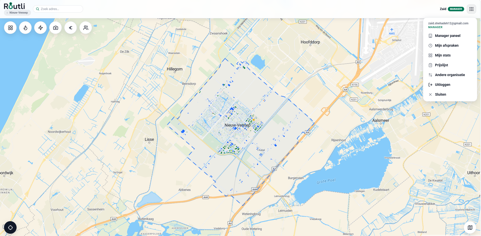 Routli manager-overzicht op desktop
